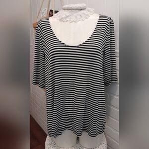 Black and White Striped Women's Top